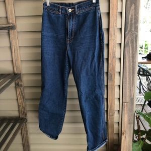 High waisted blue jeans